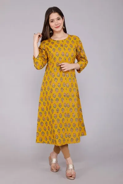 Stylish Fancy Cotton A-Line Kurti For Women