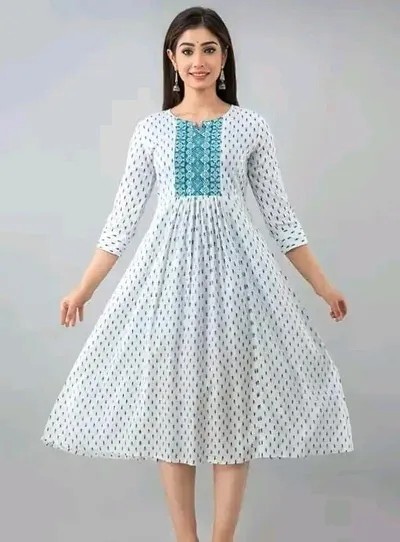 Designer Trendy Women Rayon Printed Anarkali Kurta