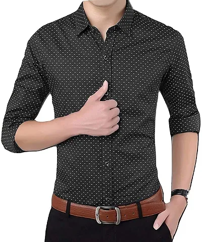 Men's Orange Cotton Blend Solid Long Sleeves Regular Fit Casual Shirt