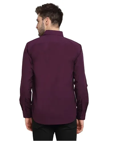 Men's Purple Cotton Solid Long Sleeves Regular Fit Casual Shirt