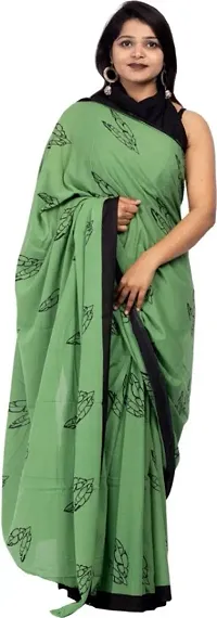 Beautiful Hand Block Pure Soft Cotton Mulmul Saree with Blouse Piece