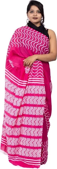 Beautiful Hand Block Pure Soft Cotton Mulmul Saree with Blouse Piece