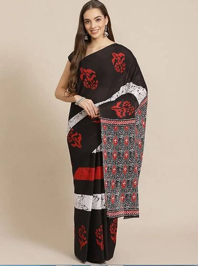 Jaipuri hand block print pure cotton mulmul sarees