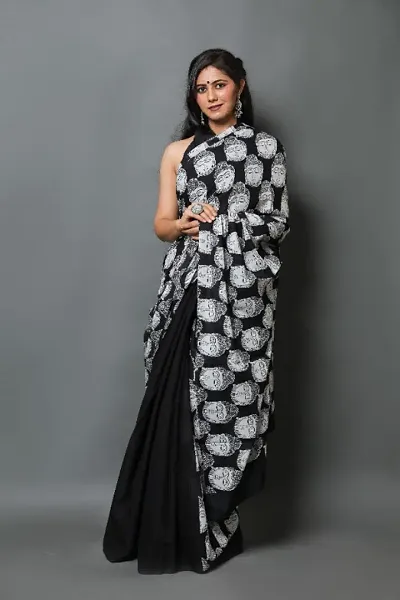 Jaipuri, bagru hand block print pure cotton mulmul sarees