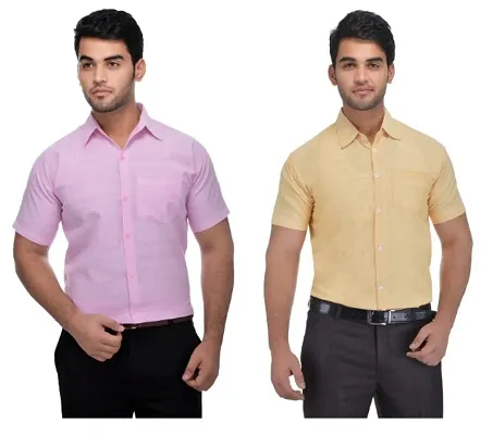 Multicoloured Cotton Solid Casual Shirts For Men