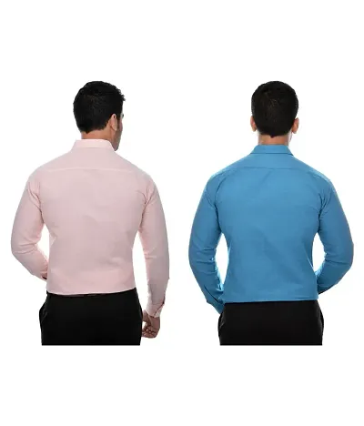 Men's Multicoloured Khadi Cotton Solid Long Sleeves Regular Fit Casual Shirt (Pack of 2)