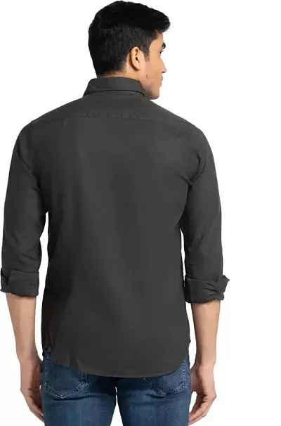 Men's Black Cotton Solid Long Sleeves Regular Fit Formal Shirt