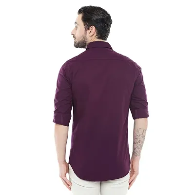 Men's Purple Cotton Solid Long Sleeves Regular Fit Formal Shirt