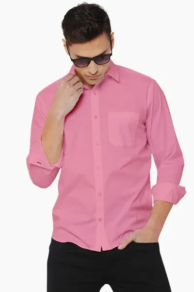 Pink Cotton Yarn Dyed Formal Shirts For Men