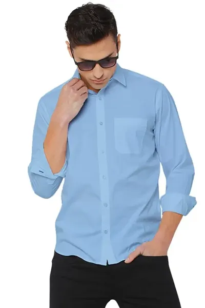 Blue Cotton Yarn Dyed Formal Shirts For Men
