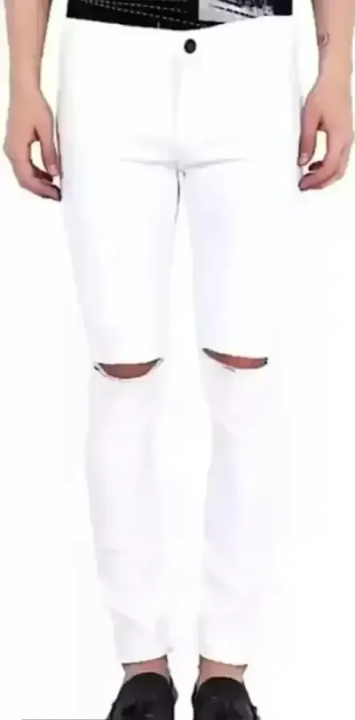 FLAYING MEN KNEE SLIT WHITE JEANS