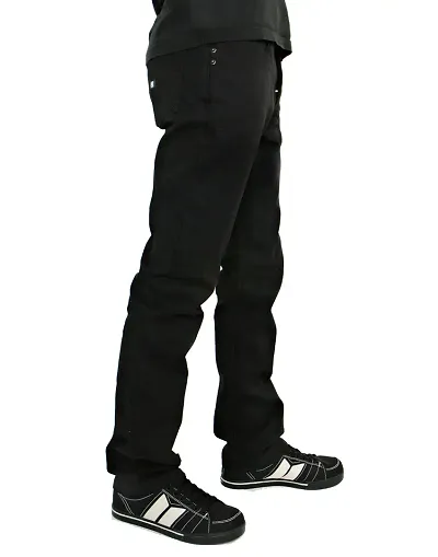 Black Denim Mid Rise Jeans For Men