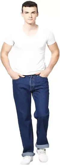 Blue Denim Mid Rise Jeans For Men