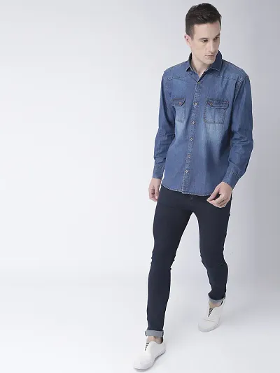 Black Denim Mid Rise Jeans For Men