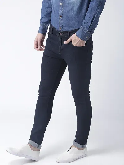 Black Denim Mid Rise Jeans For Men