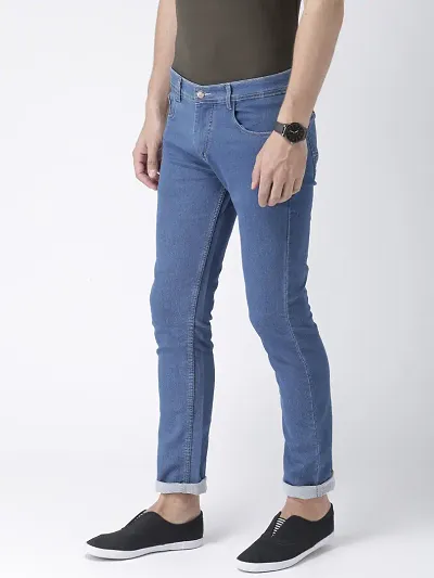 Blue Denim Regular Fit Mid-Rise Jeans For Men