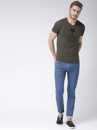 Blue Denim Regular Fit Mid-Rise Jeans For Men