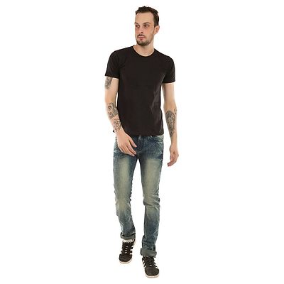 Men's Grey Denim Faded Slim Fit Jeans