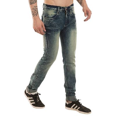 Men's Grey Denim Faded Slim Fit Jeans