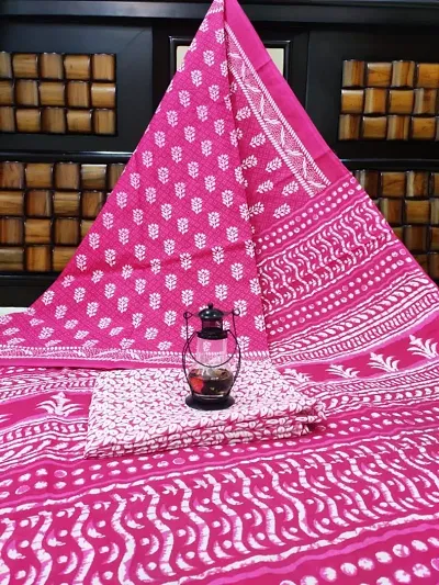 Jaipuri, bagru hand block print pure cotton mulmul sarees