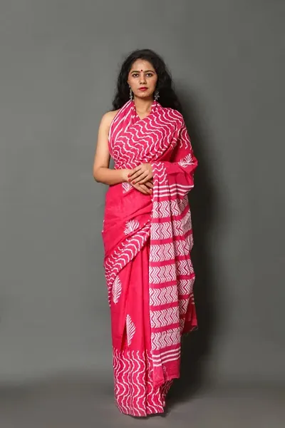 Jaipuri, bagru hand block print pure cotton mulmul sarees