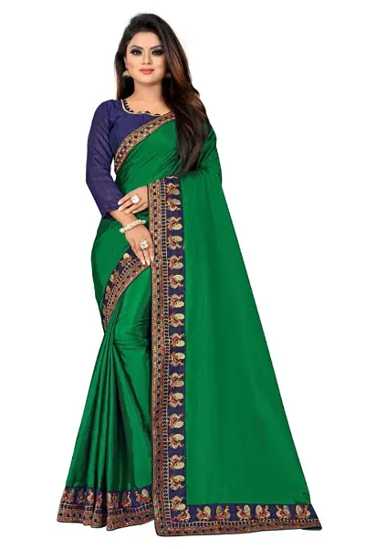 Amazing Green Sana Silk Embroidered Women Saree with Banglori Silk Blouse