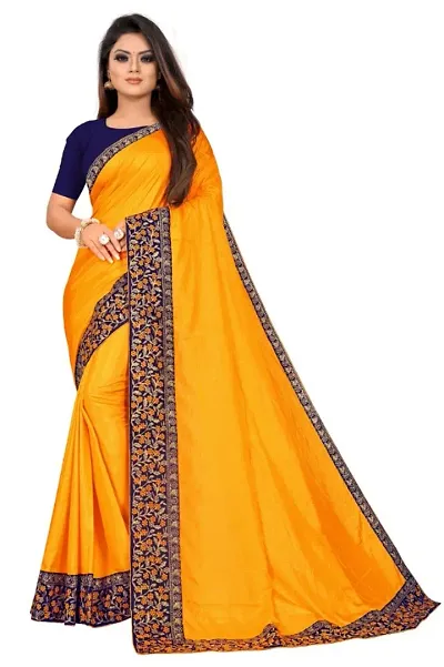 Contemporary Yellow Sana Silk Embroidered Women Saree with Banglori Silk Blouse