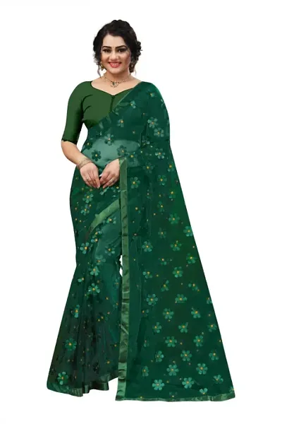 New Trendy Net Embroidered Saree with Blouse piece