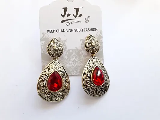 Red Brass Drop Earrings