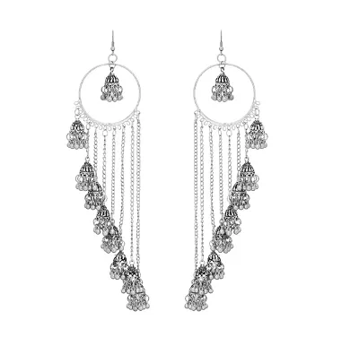 Fashionable Oxidized Silver 9 Jhumki Earring