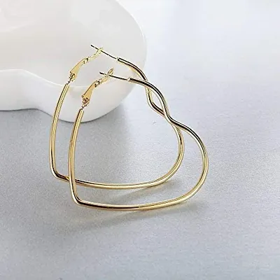 Trendy Oxidized Gold Heart Shaped Hoop Earrings