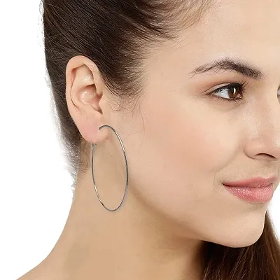 Fancy Oxidized Silver Hoop Earrings