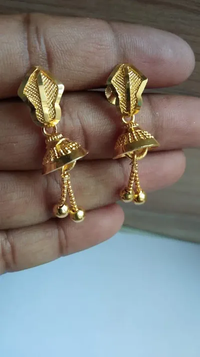 Beautiful Party Wear Golden Brass Jhumkas for Women Girls