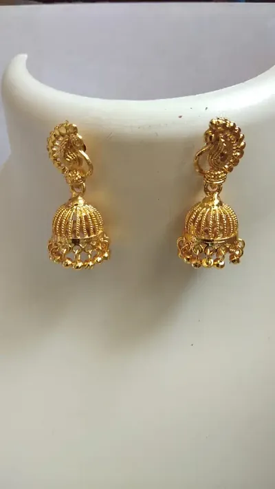 Beautiful Party Wear Golden Brass Jhumkas for Women Girls