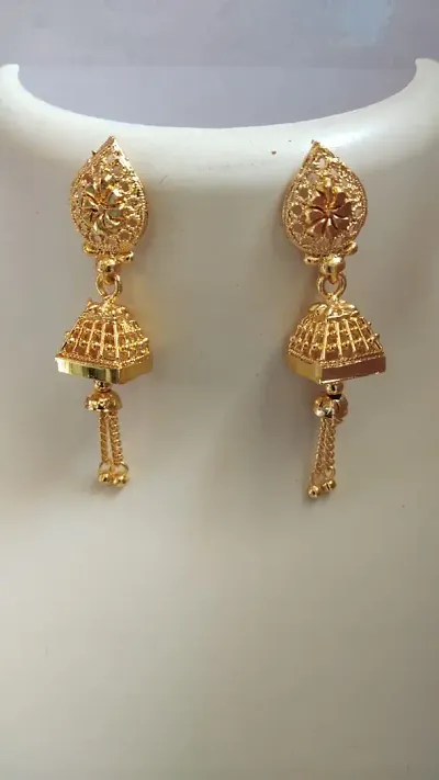 Beautiful Party Wear Golden Brass Jhumkas for Women Girls