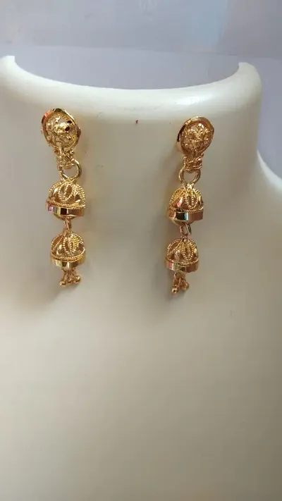 Beautiful Party Wear Golden Brass Jhumkas for Women Girls