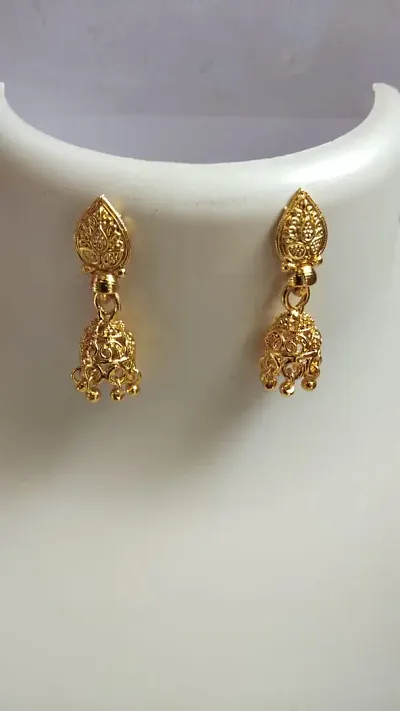 Beautiful Party Wear Golden Brass Jhumkas for Women Girls
