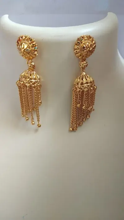 Beautiful Party Wear Golden Brass Jhumkas for Women Girls