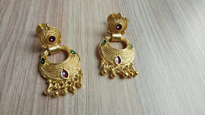 Beautiful Party Wear Golden Brass Jhumkas for Women Girls