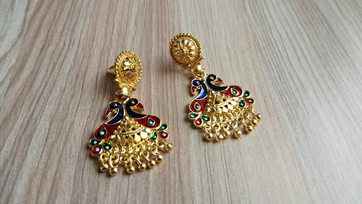 Beautiful Party Wear Golden Brass Jhumkas for Women Girls