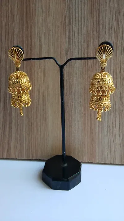 Beautiful Party Wear Golden Brass Jhumkas for Women Girls