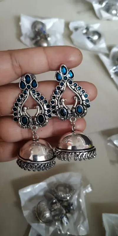 German Silver Dual Peacock Jhumka Earring for Women