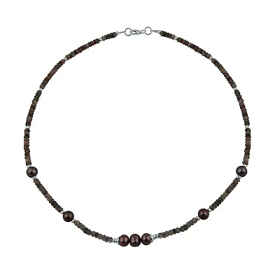 Ocean Roundel Shaped Brown Indulosite Silver Necklace