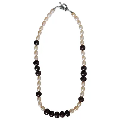 Black and Orange Freshwater Pearl 18 Necklace