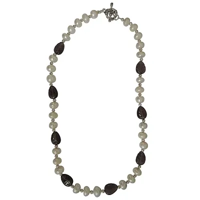 Smokey Quartz and Freshwater Pearl 18 Necklace