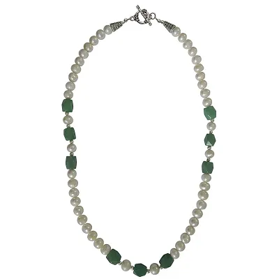 Freashwater Pearl ,Green Aventurine 18 Necklace