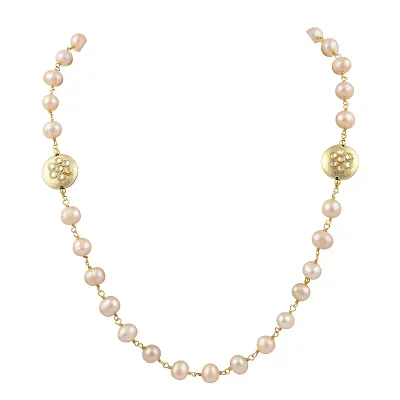 Ocean Orange Fresh Water Pearl 18 Inch Necklace For Girls