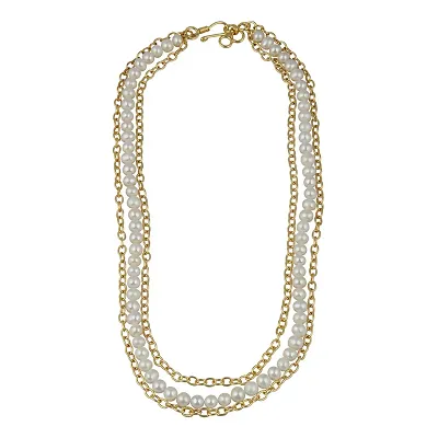 Ocean White Freshwater Pearl 18 Inch Three Strands Necklace