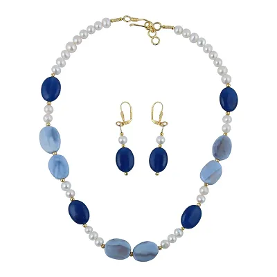 Ocean Antique Fresh water, Blue Agate and Blue Jade gem stone 18 inches Necklace for pretties