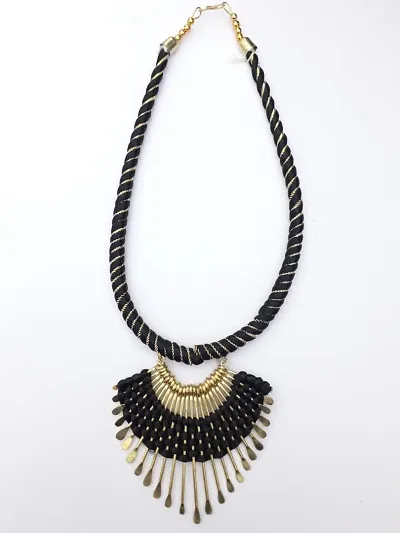 Black Fabric Tribal Necklace